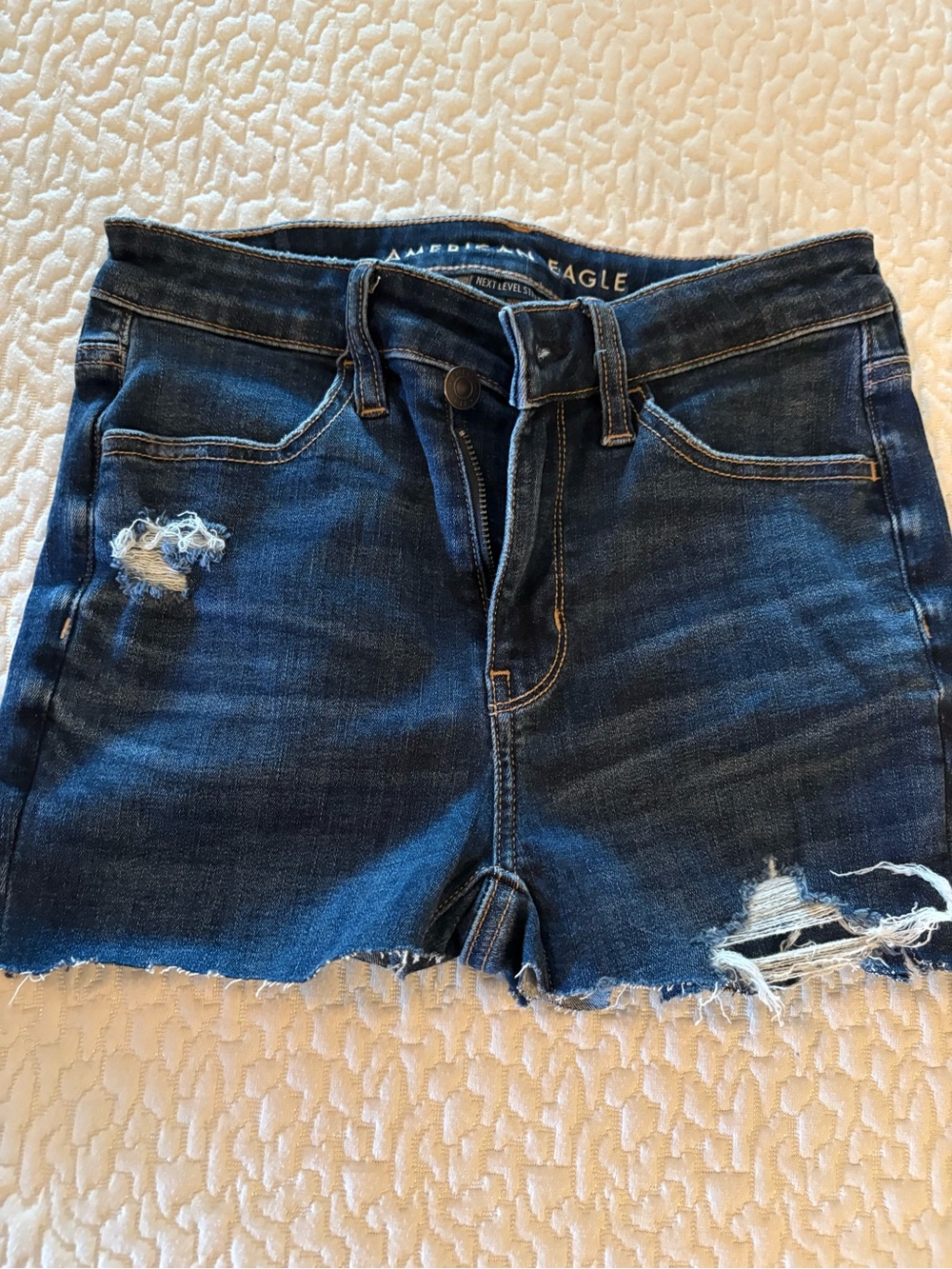American Eagle Outfitters Dark Blue Distressed Denim Cutoff Shorts